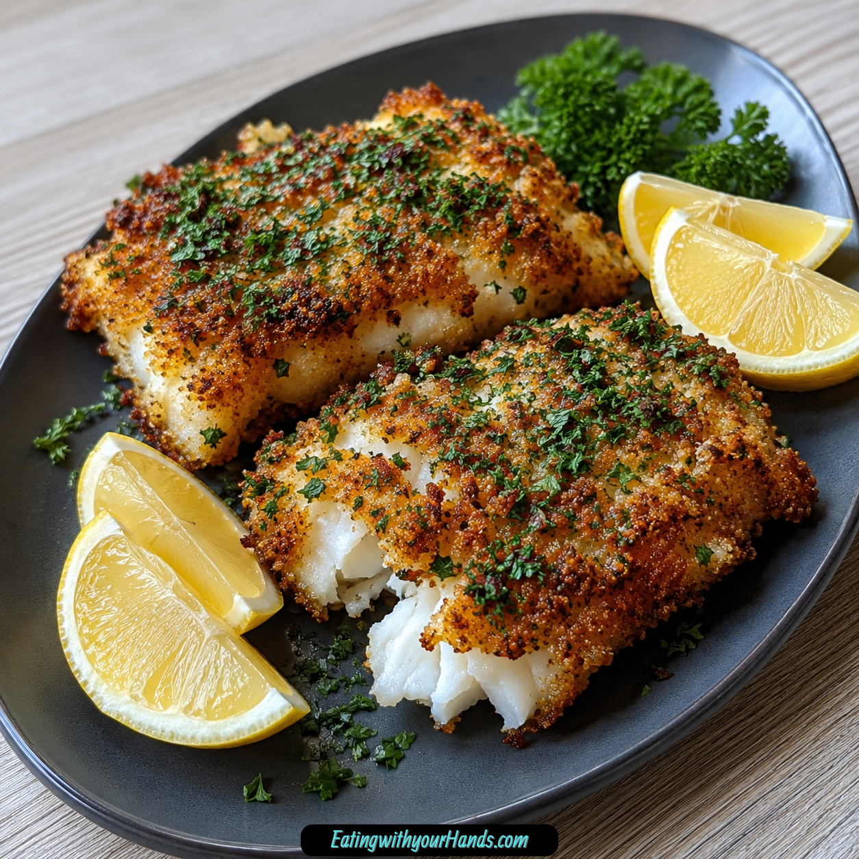 Crispy Air Fryer Parmesan Crusted Cod - EatingwithYourHands.Com